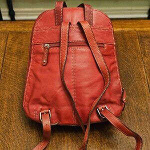 Red Leather Tignanello Italian Backpack 9" x 11"
